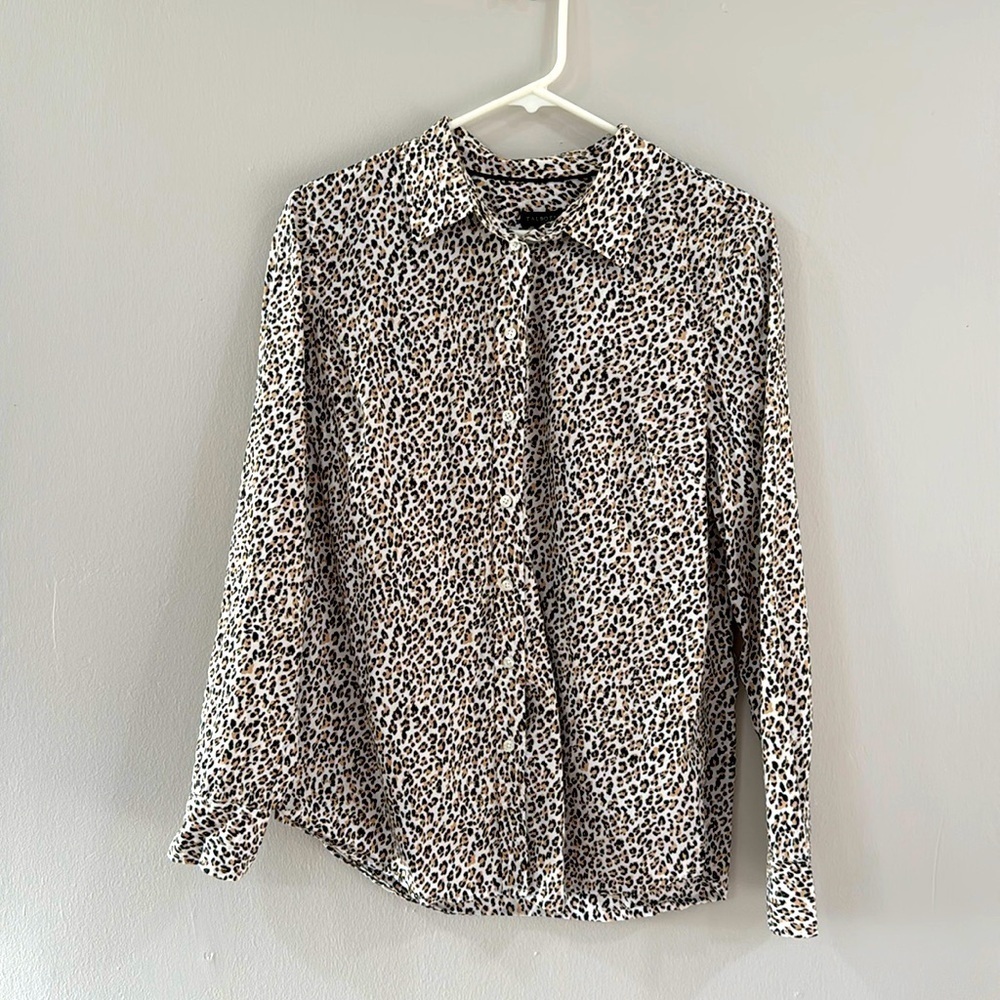 Talbots animal printed button down top